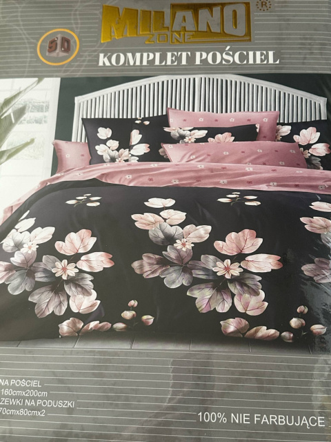Komplet pościeli różowo czarna nr 106 Komplet pościeli różowo czarna nr 106